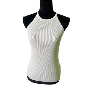DKNY Women’s Pale Gray Ribbed Knit Halter Tank Top XS